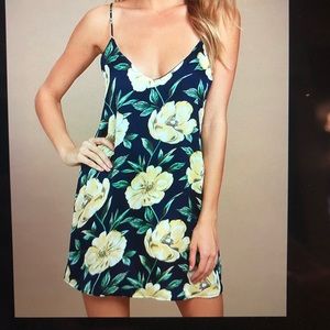 Lulus What a Dalia Navy Floral Print Slip Dress